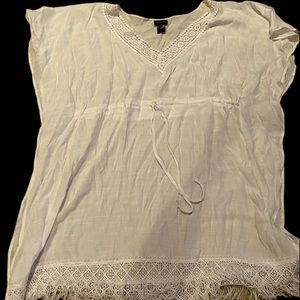 NEW! White swim coverup lace trim M